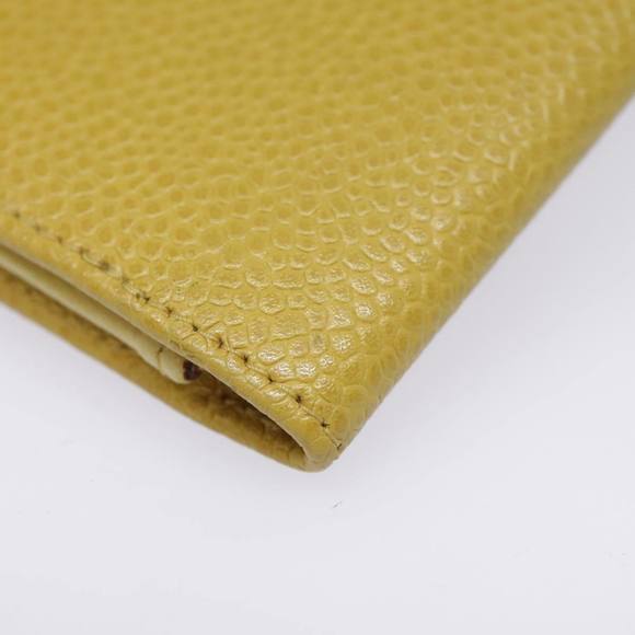 CHANEL COCO Mark Card Case Caviar Skin Yellow CC Auth am6890 - Picture 16 of 16